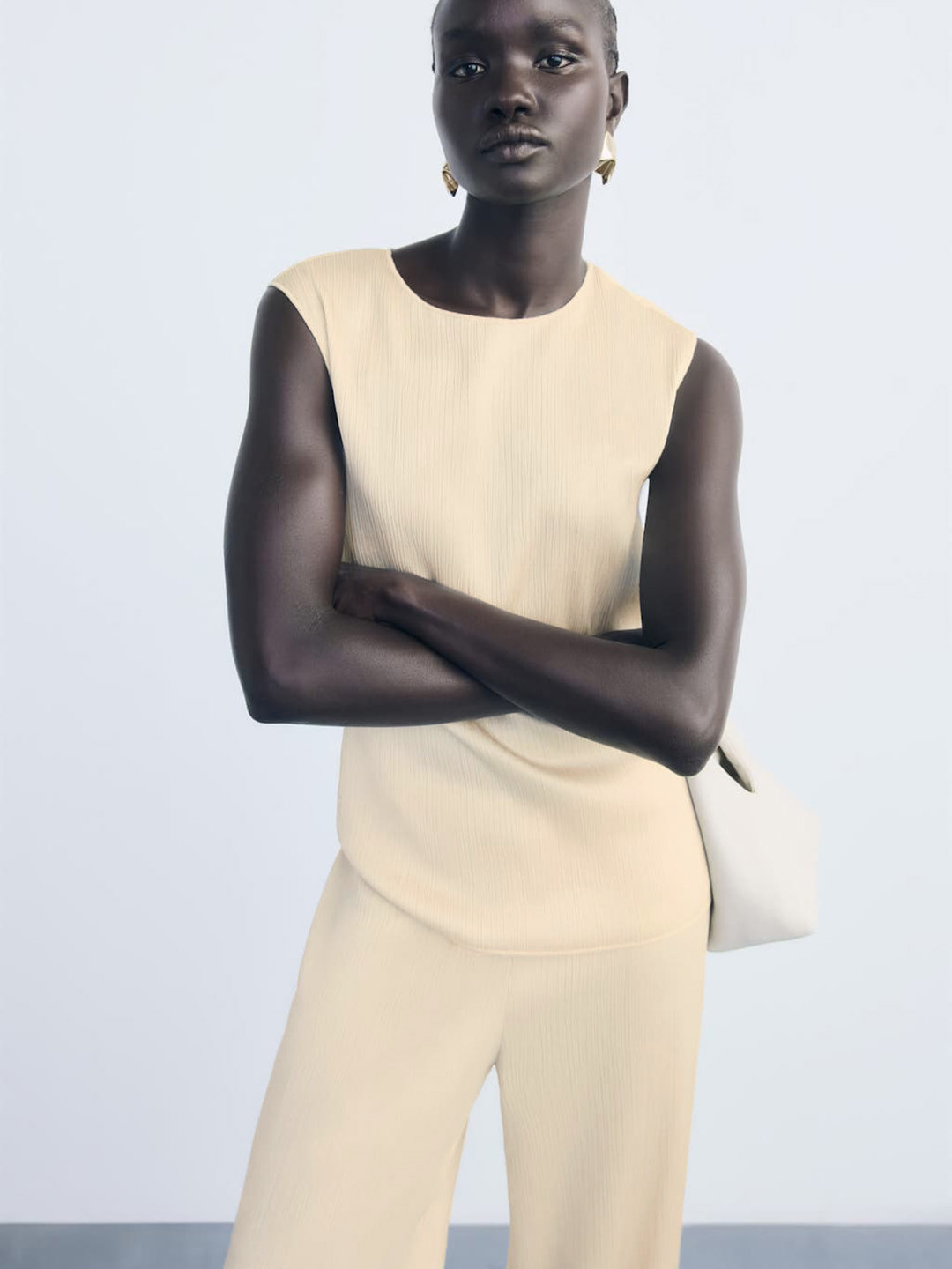 MANGO Crinkled A-Line Top