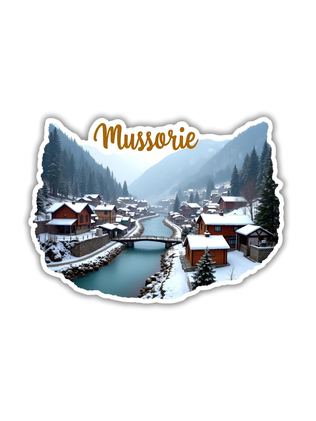 GIFTODAY White & Grey Mussorie Printed Fridge Magnets