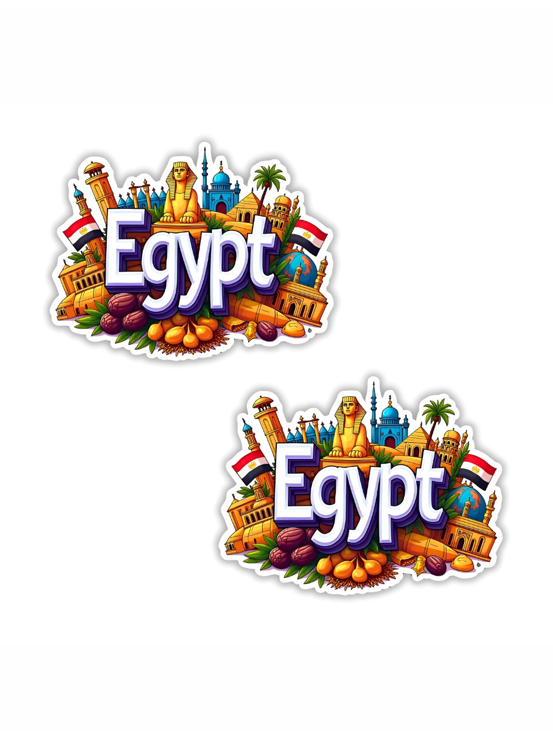 GIFTODAY 2 Pcs Blue & Yellow Egypt Printed Fridge Magnets