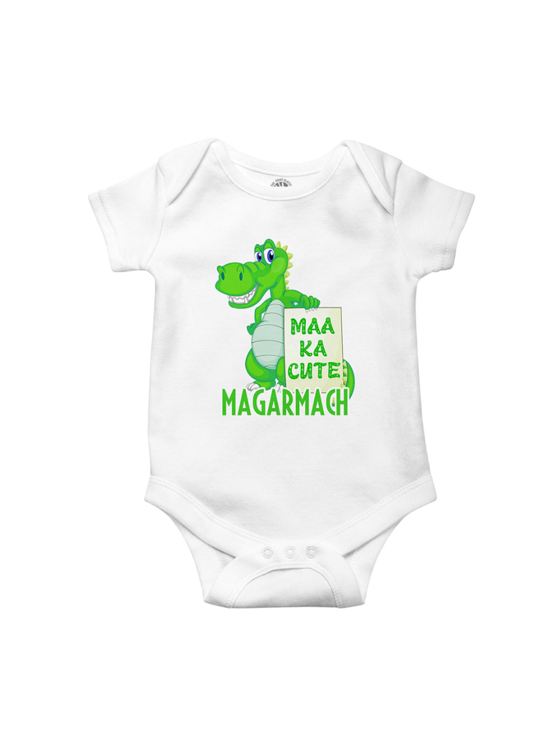 THE PRINT PLATTER Infants Cute Magarmach Printed Round Neck Cotton Bodysuits