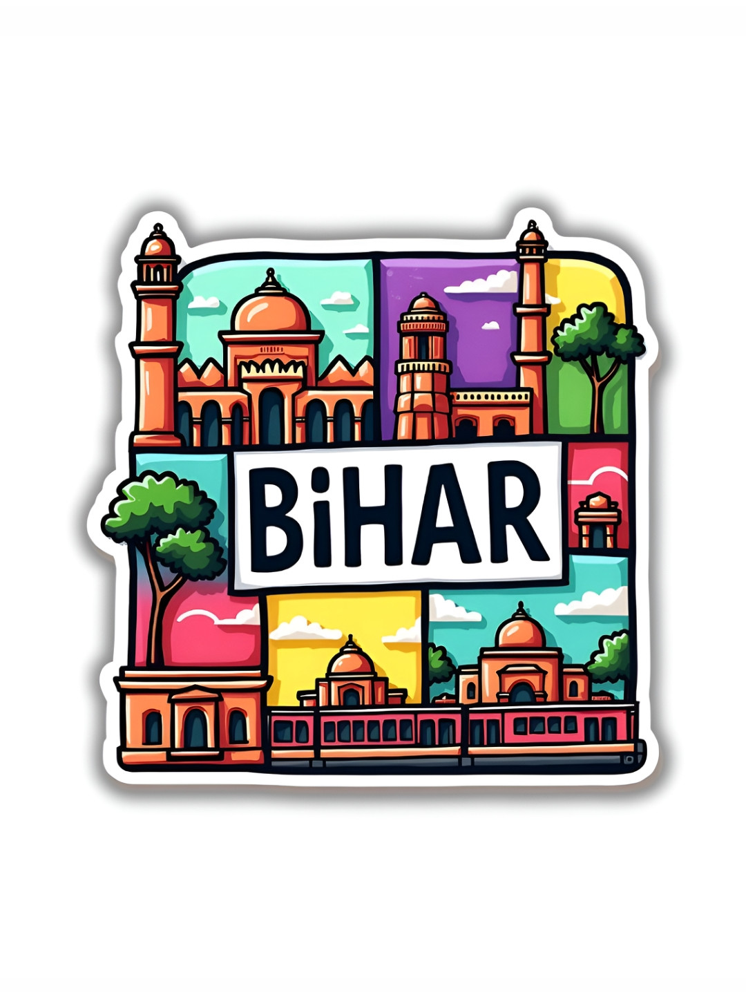 GIFTODAY Yellow & Black Bihar Printed Fridge Magnets