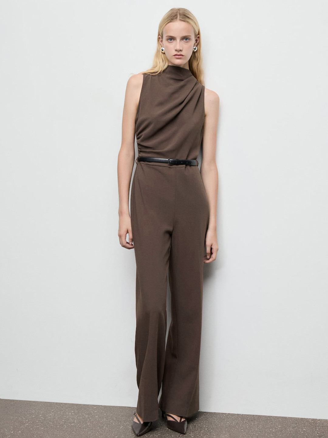 MANGO Draped Basic Jumpsuit With Belt