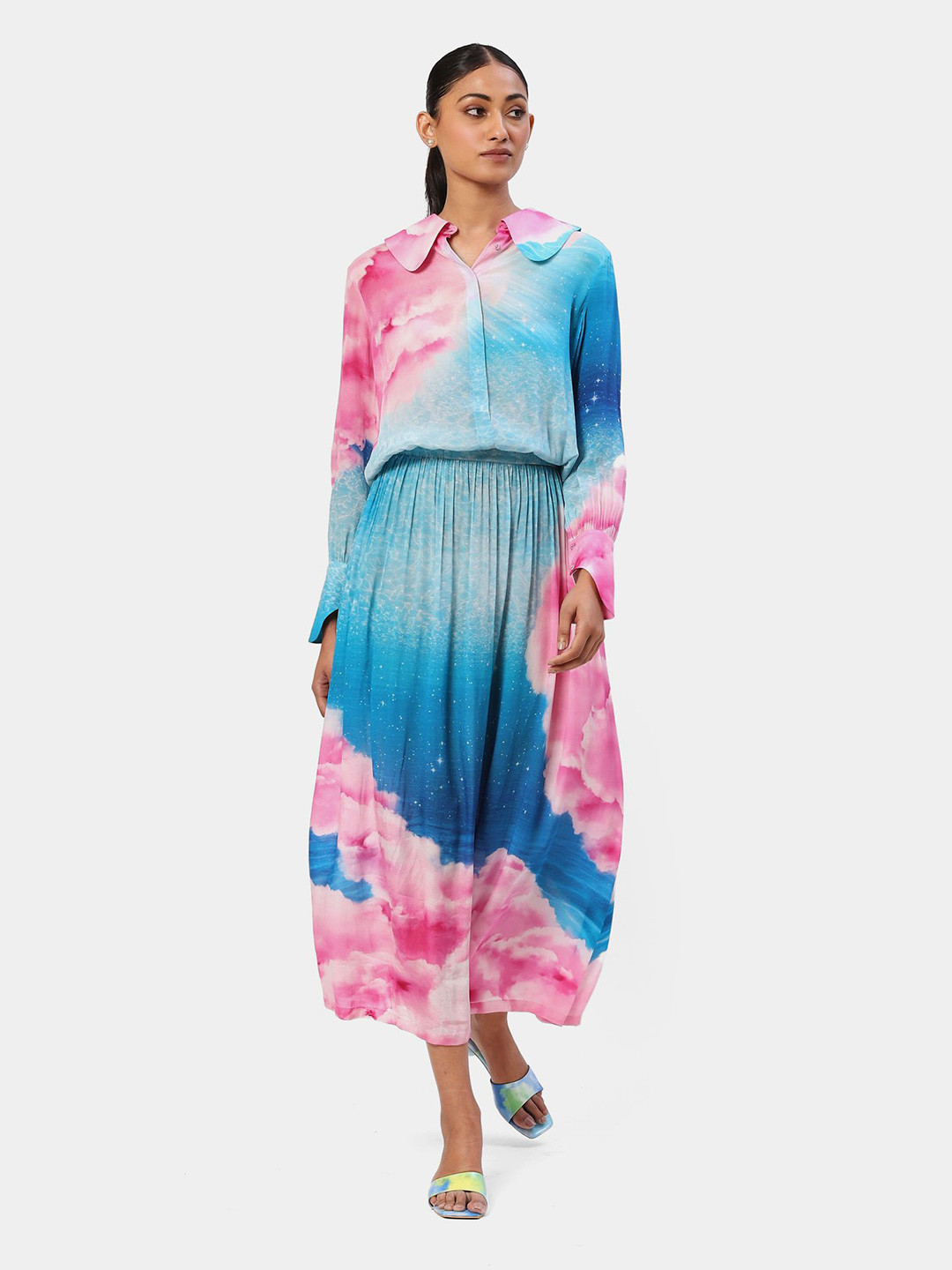 Satya Paul Women Print Crepe Shirt Maxi Dress