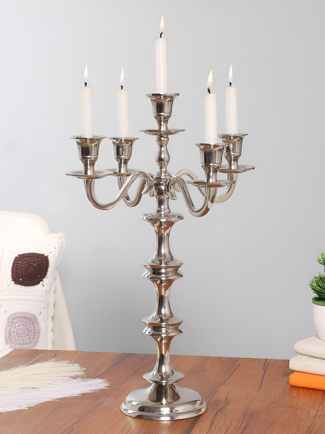 Decor de Maison Imperium Grande Silver-Toned 5 Arm Candle Holder