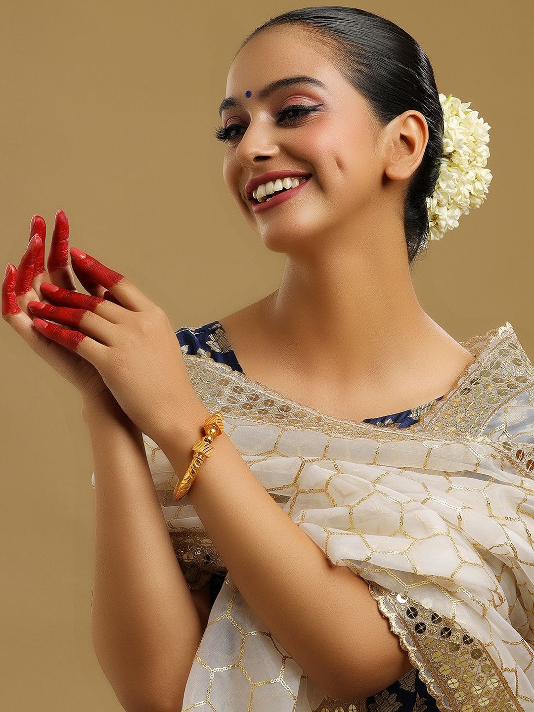 Ruby Raang Women Brass Golden Bangle