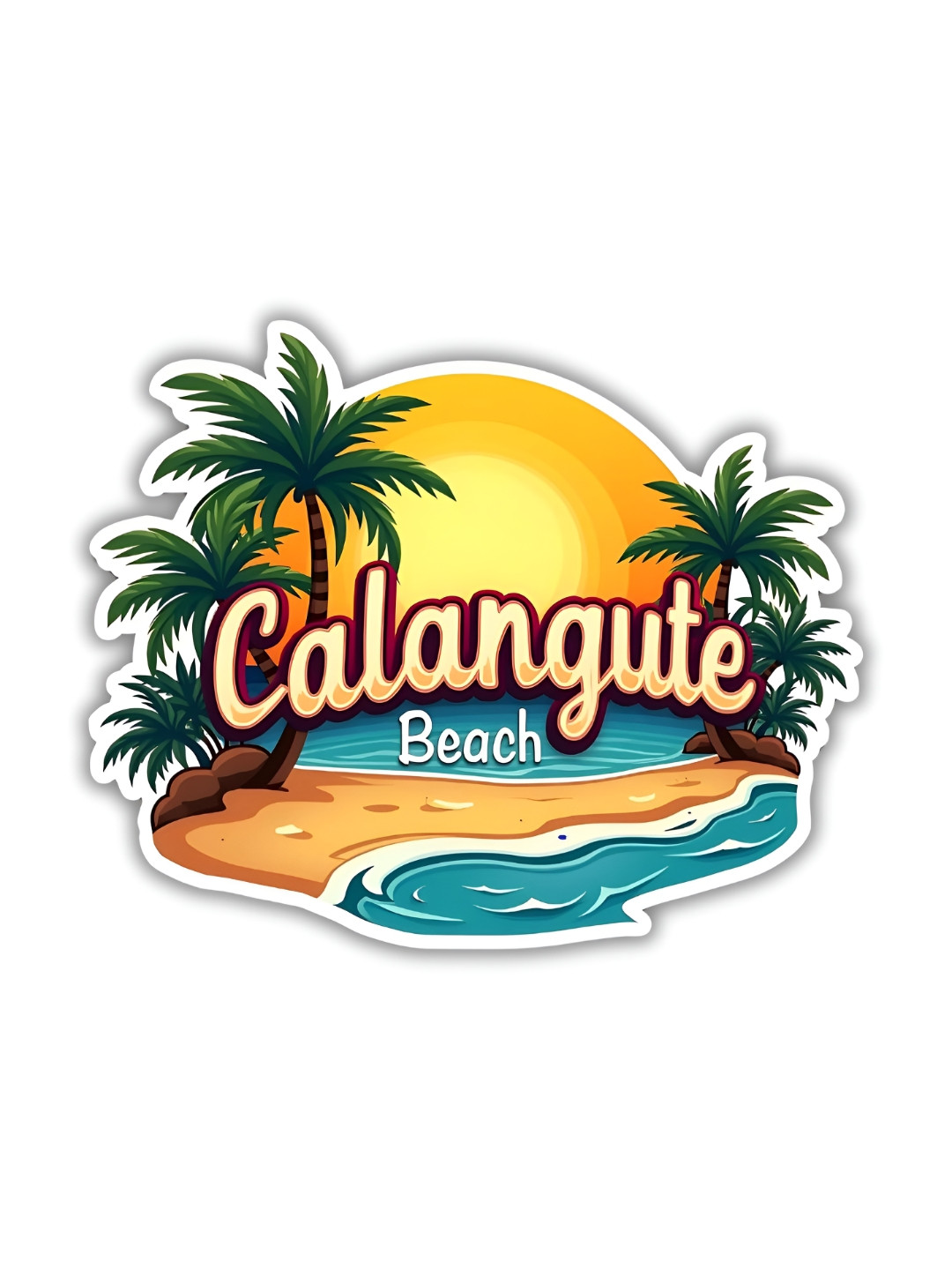 GIFTODAY Yellow & Blue Calangute Beach Printed Fridge Magnet