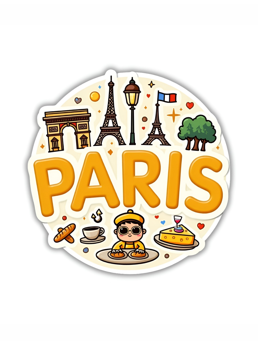 GIFTODAY White & Yellow Paris Printed Fridge Magnets