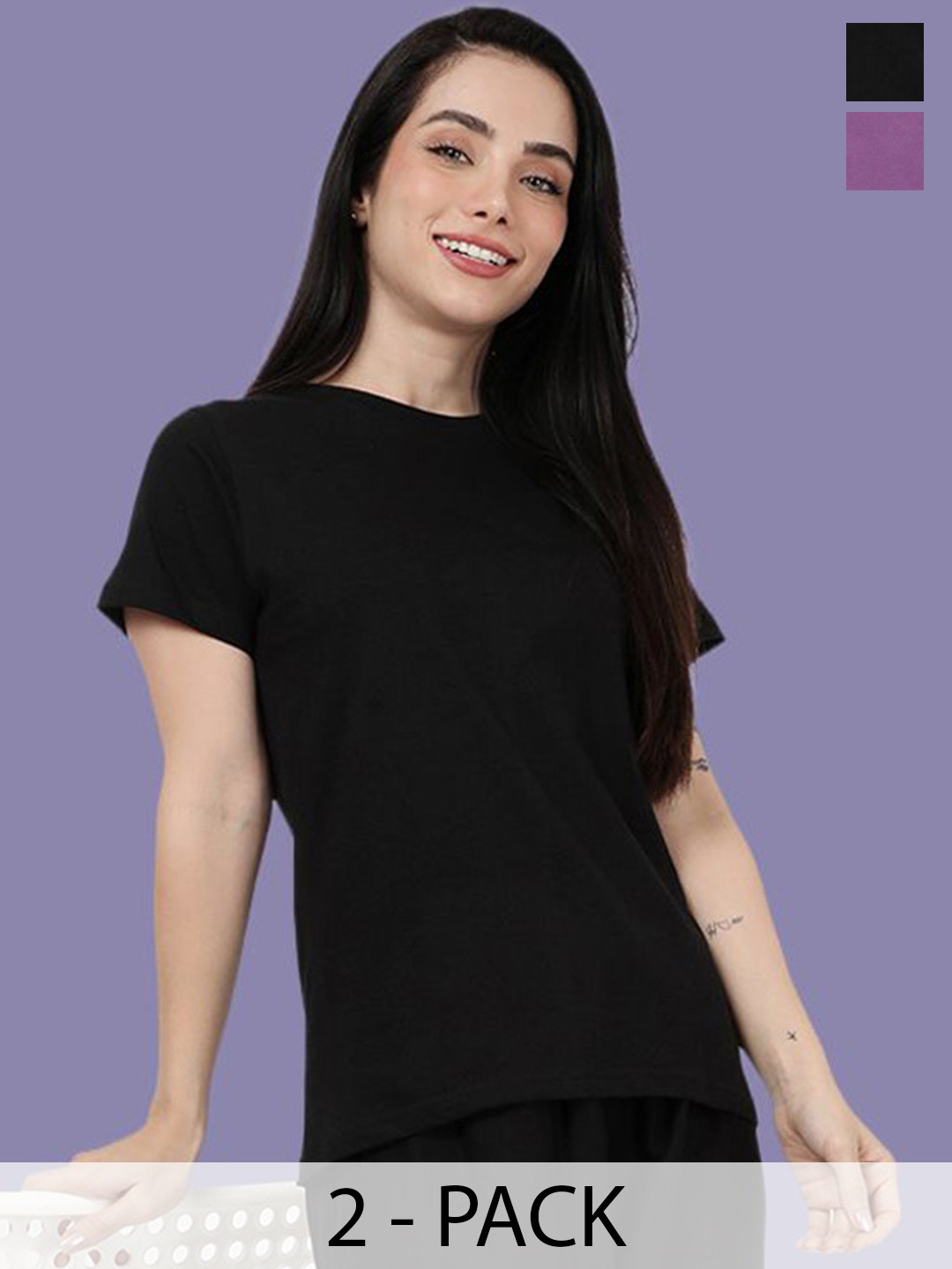Kryptic Pack Of 2 Round Neck Relaxed Fit Pure Cotton T-shirts