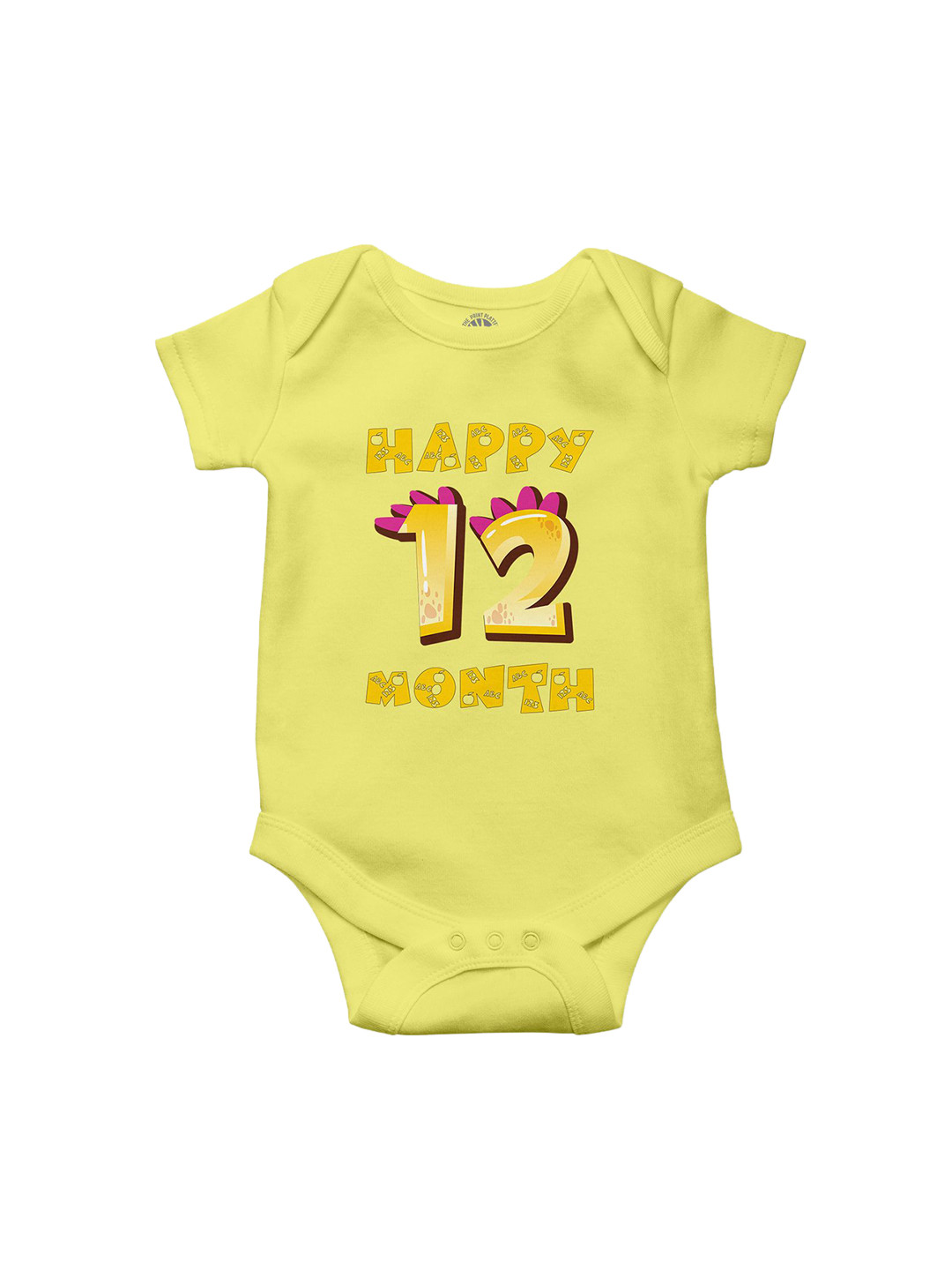 THE PRINT PLATTER Kids Month Printed Ultra bio wash with Envelope Neck Cotton Bodysuit