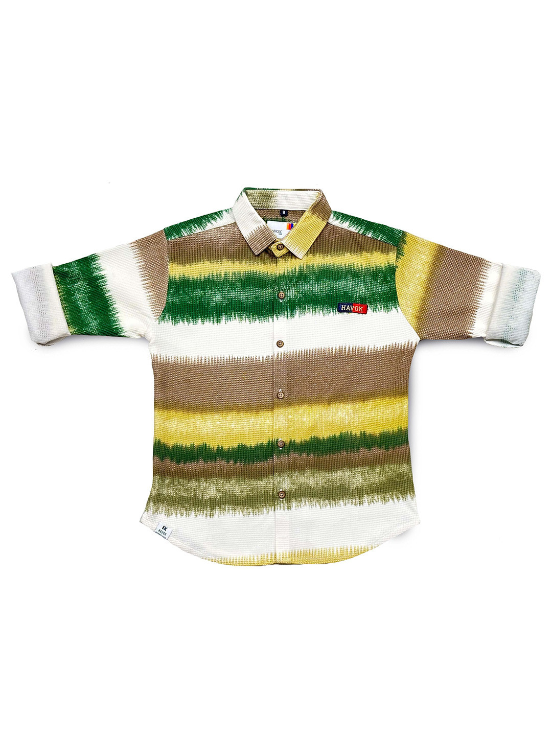 Havok kids Boys Striped Spread Collar Roll-Up Sleeves Standard Regular Fit Casual Shirt