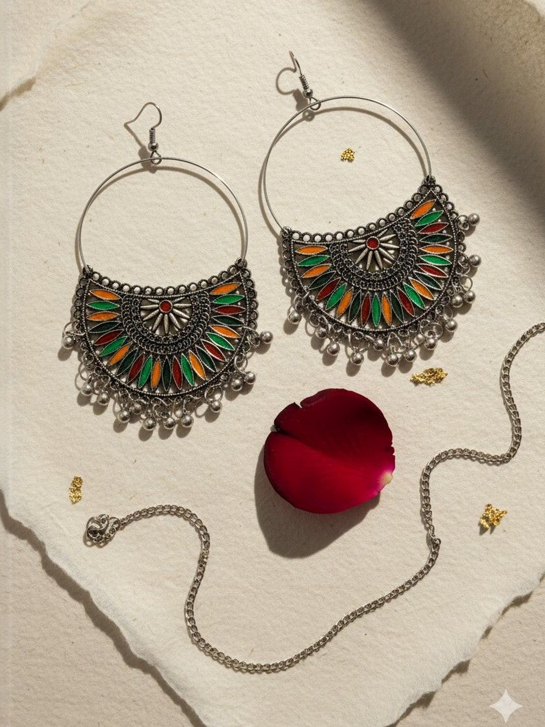The Pari Silver Plated Crescent Shaped Oxidised Hoop Earrings