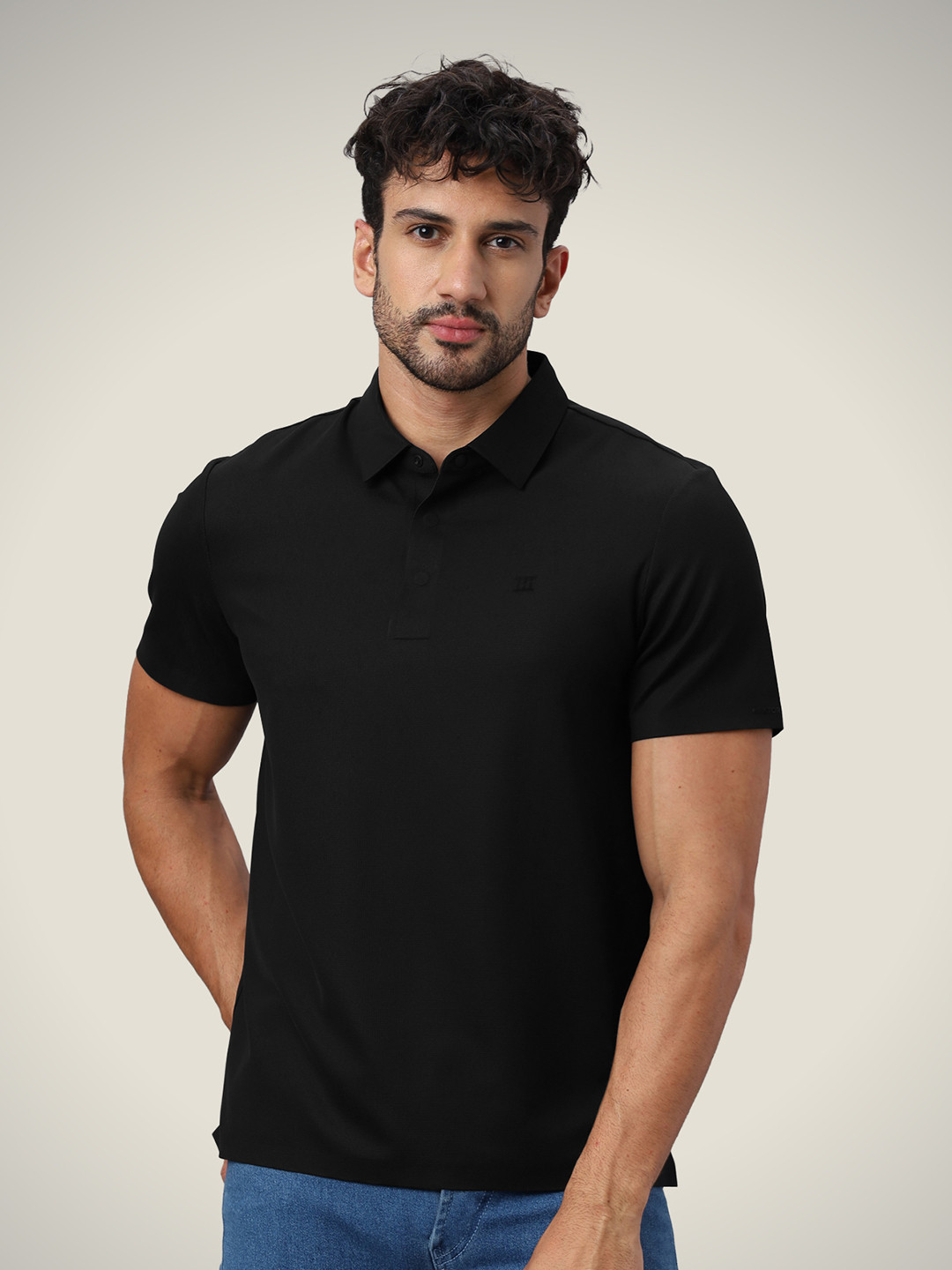 Hektor Hidden Button Bubble Checks Bonded Polo Wrinkle Resistant & Moisture Wicking