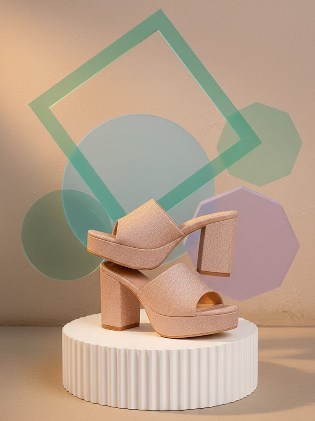 Amore Fashions Textured PU Block Sandals