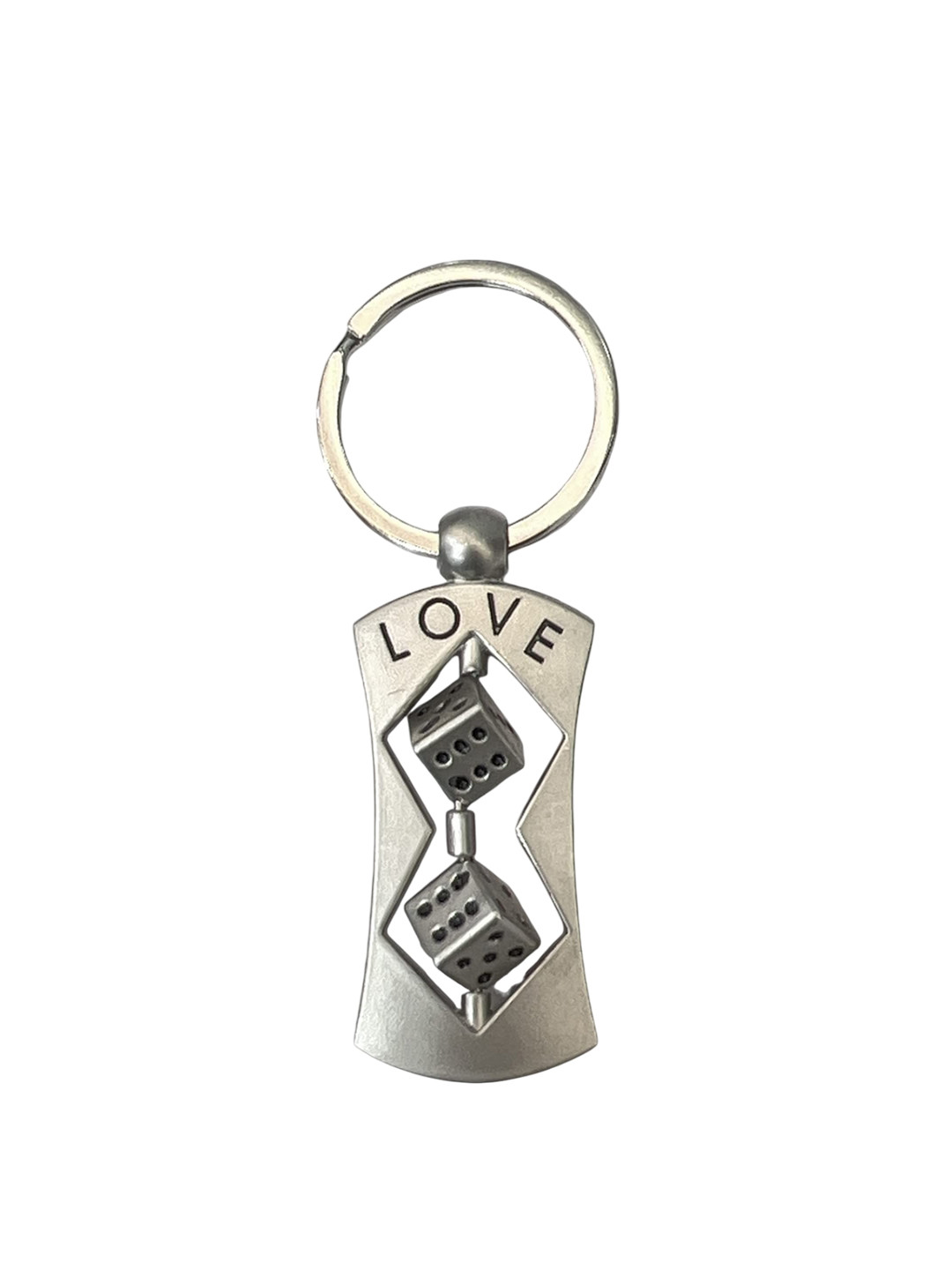 AUGEN Stainless Steel Love Dice Textured Key chain