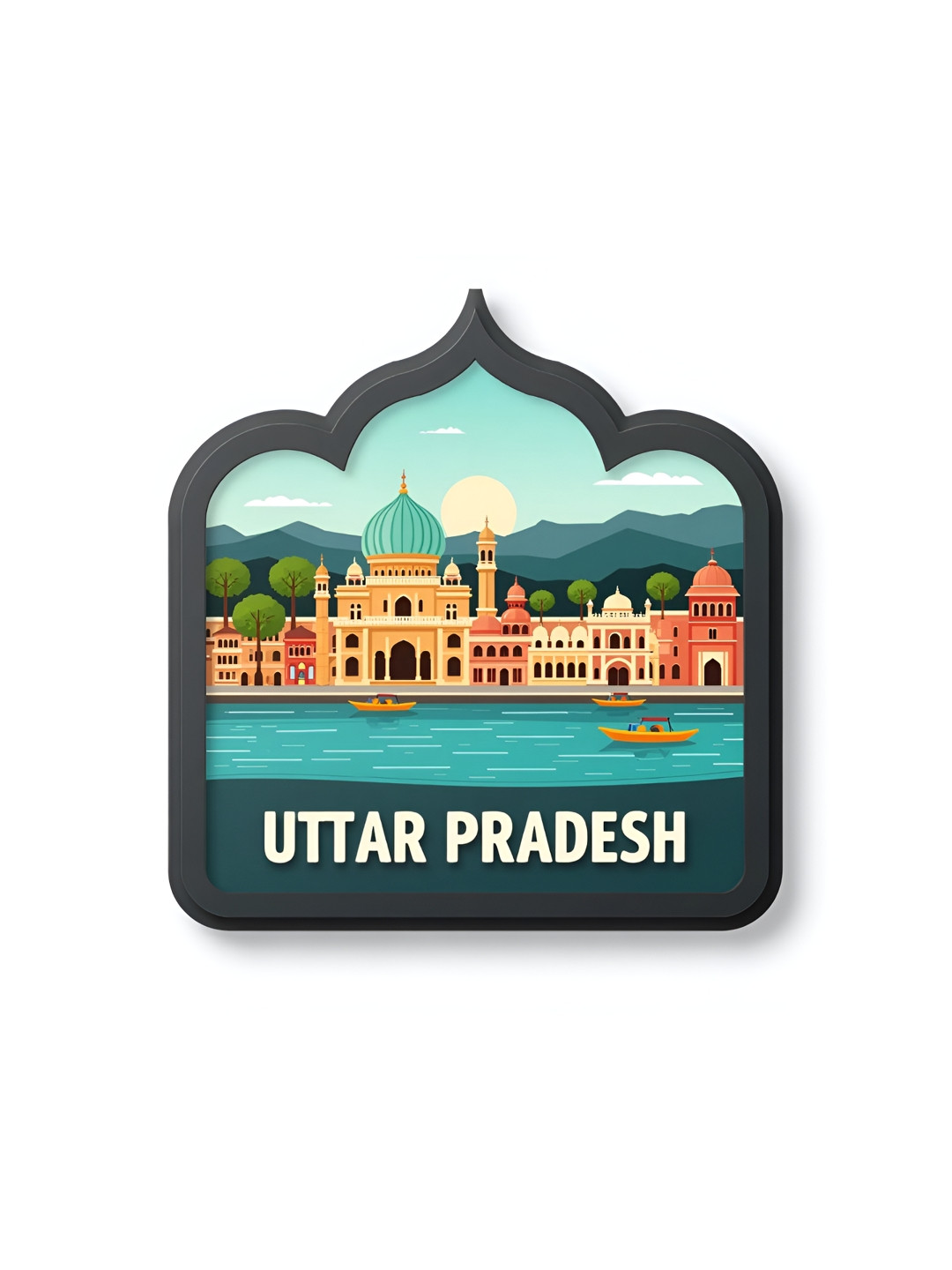 GIFTODAY Beige & Blue Uttar-Pradesh Printed Fridge Magnets