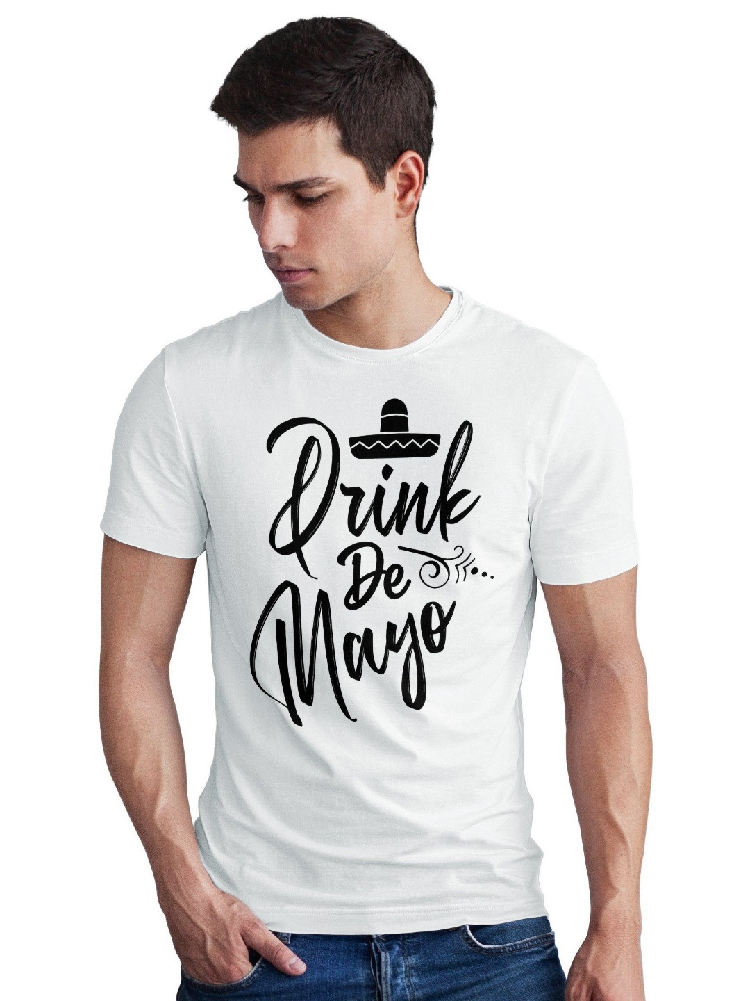 Seekbuylove Men Bio Finish Drink De Mayo Round Neck Pure Cotton T-shirt