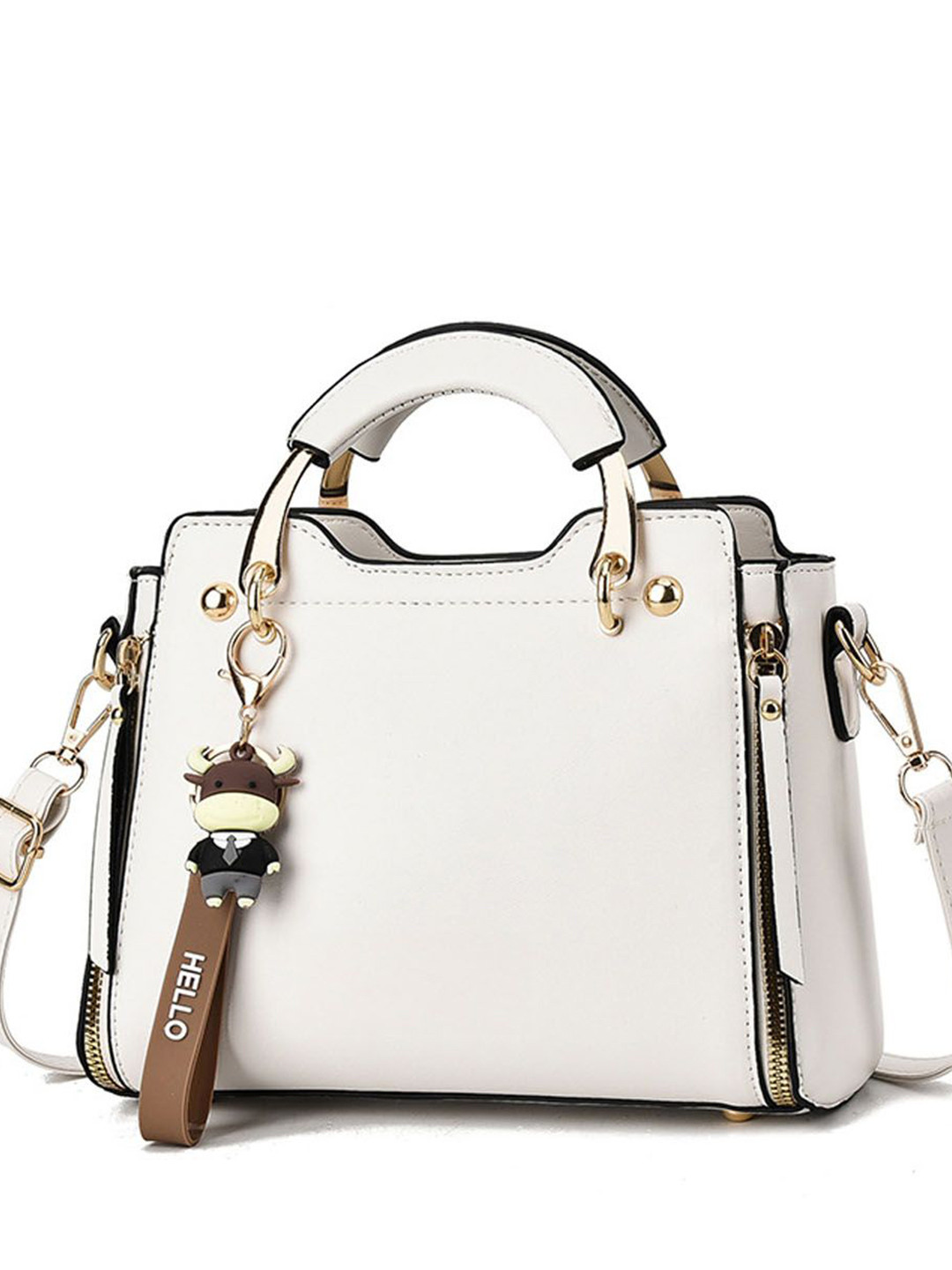 StyleCast Structured Charm Detail Handheld Bag With Detachable Sling Strap