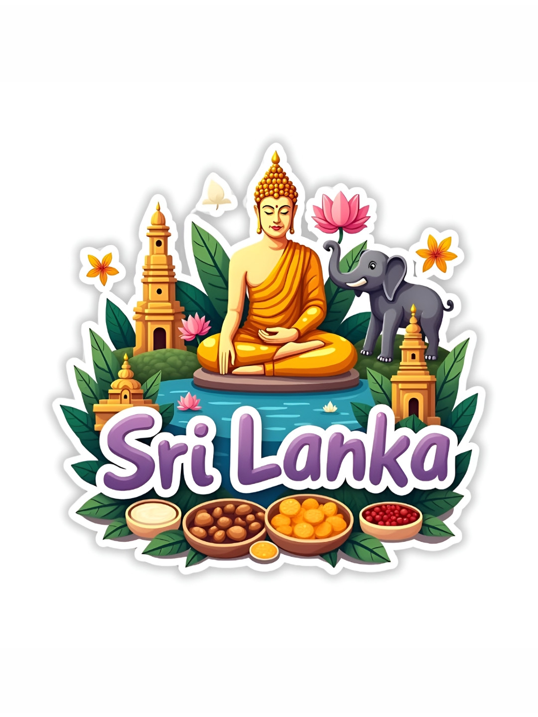 GIFTODAY Yellow & Grey Sri Lanka Printed Fridge Magnets