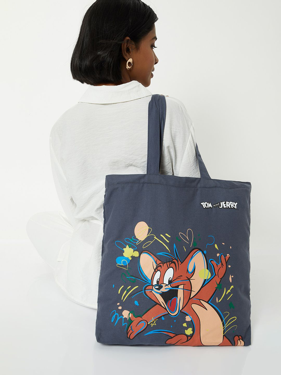 max Women Tom & Jerry Printed Cotton Shopper Tote Bag