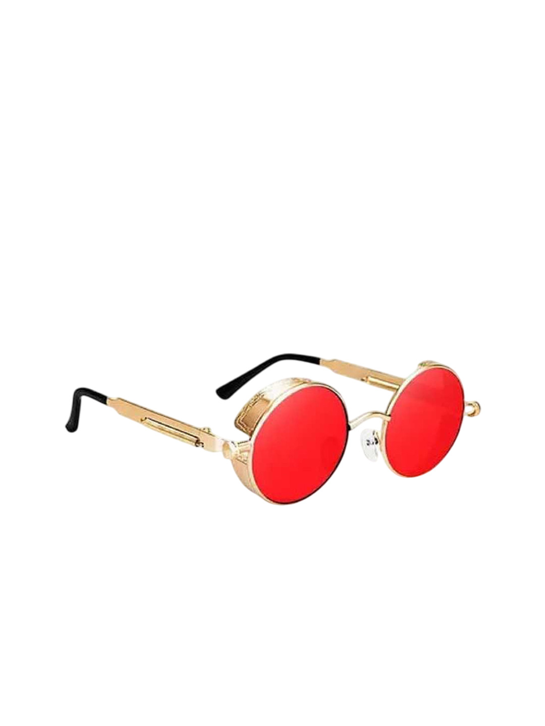 SPADEACES Unisex Round Sunglasses with UV Protected LensGOLDEN RED STEAMPUNK