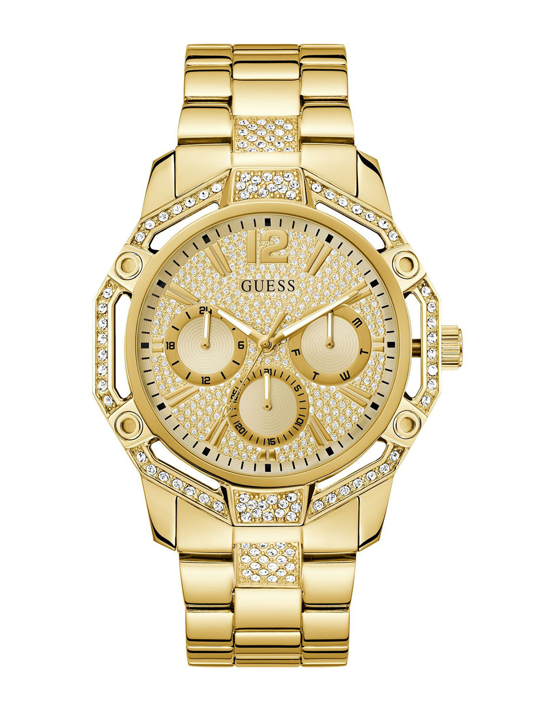 GUESS Regal Men Embellished Dial & Stainless Steel Bracelet Style Straps Analogue Watch