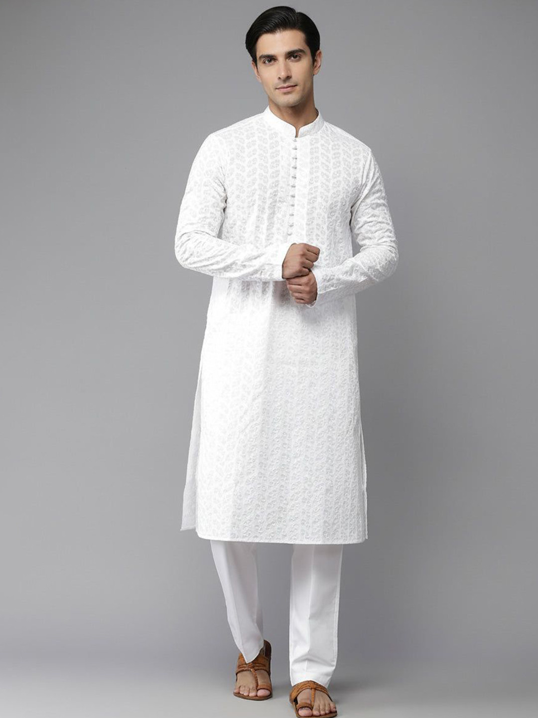 SHREE DUTT CRETAION Men Ethnic Motifs Woven Design Festive Cotton Straight Kurta