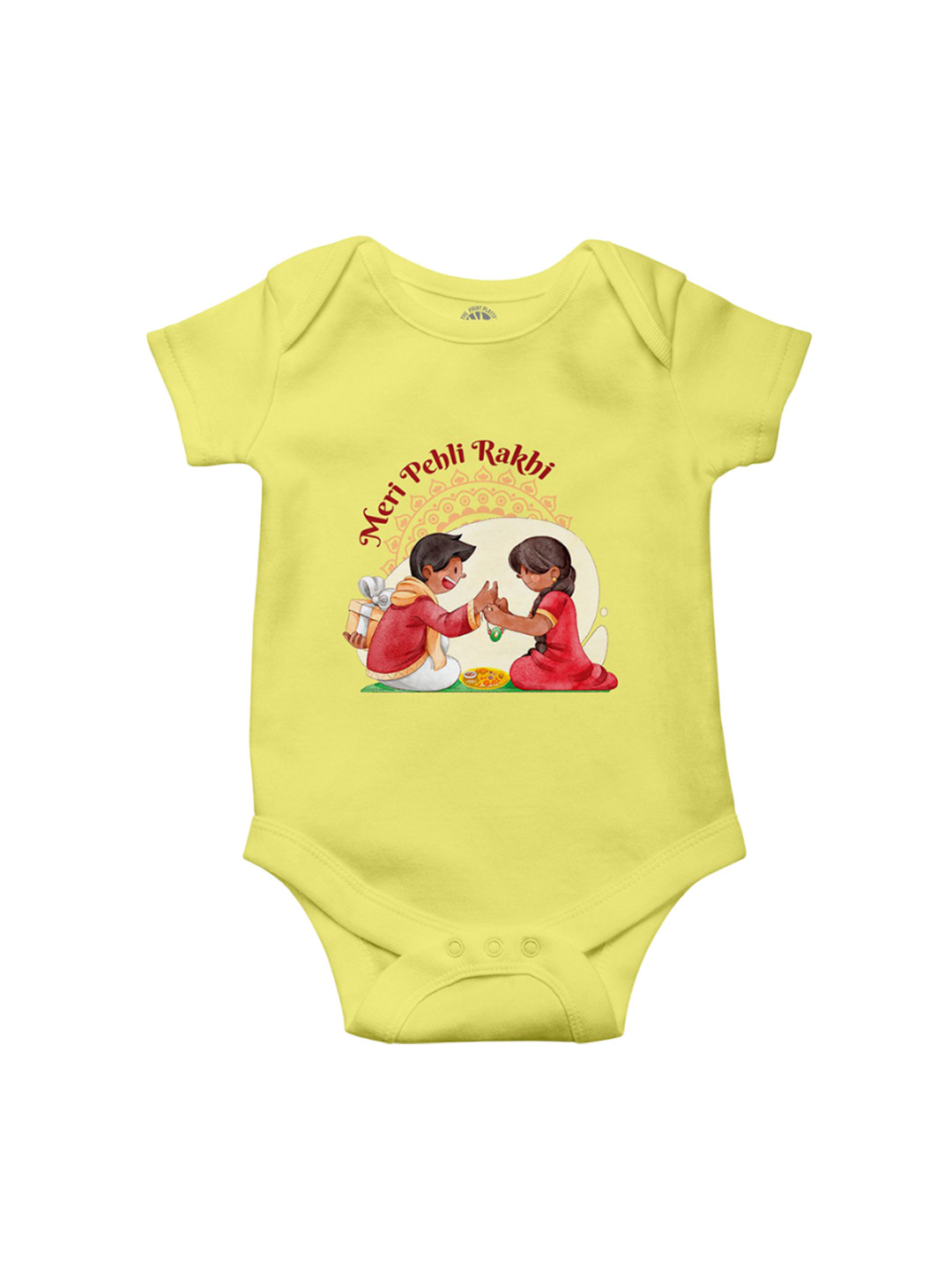THE PRINT PLATTER Infants Pehli Rakhi Printed Cotton Envelope Neck Ultra Bio Wash Bodysuit