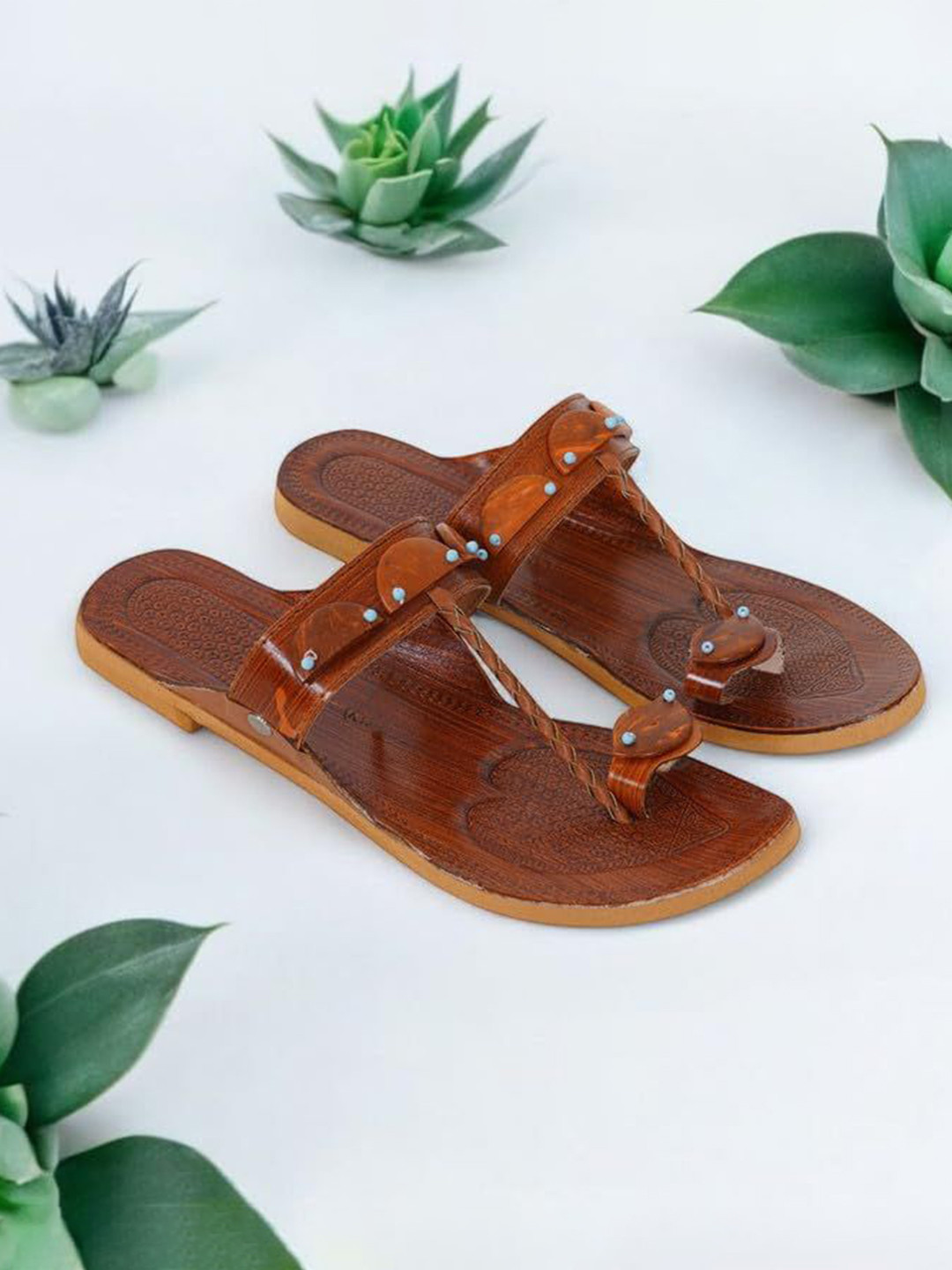 DFR Self Design Cushioned Footbed Ethnic Thong Flip-Flops