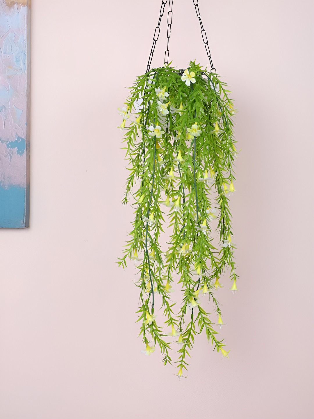 Home Bloom Yellow & Green 2 Pieces Hanging Lily Artificial Plants