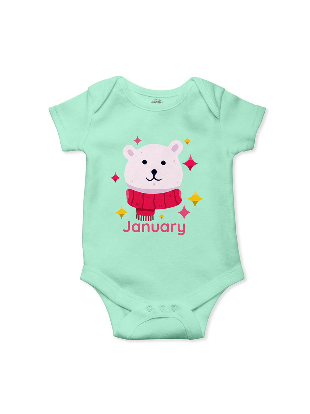 THE PRINT PLATTER Infants January Printed Envelope Neck Cotton Bodysuit