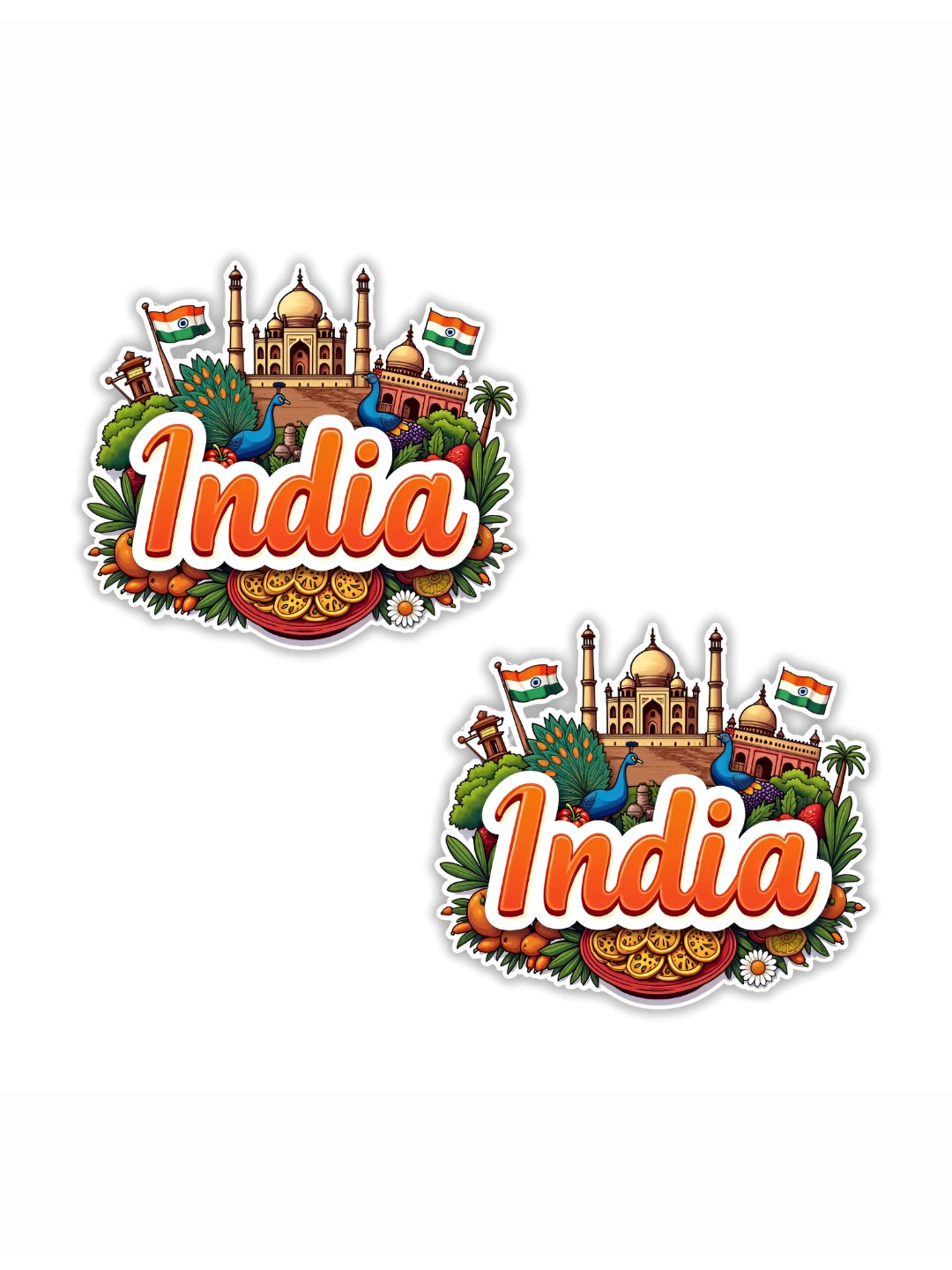 GIFTODAY Set Of 2 Green & Brown India Printed Decorative Magnets