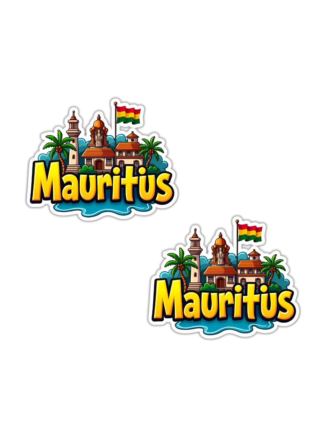 GIFTODAY Set Of 2 Beige & Yellow Mauritius Printed Fridge Magnets