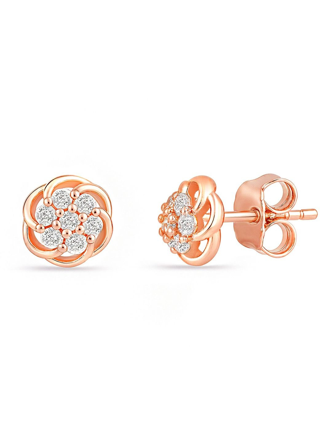 Zavya Women First Blush 925 Sterling Silver Rose Gold Plated Petal Floral Studs Earrings