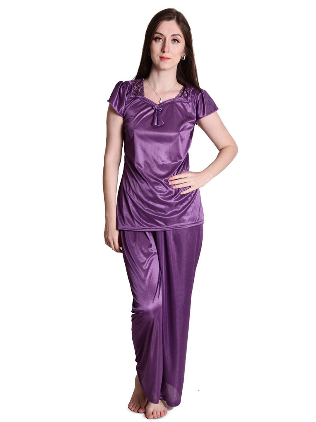 SENSLIFE Women Solid Regular Night Suit