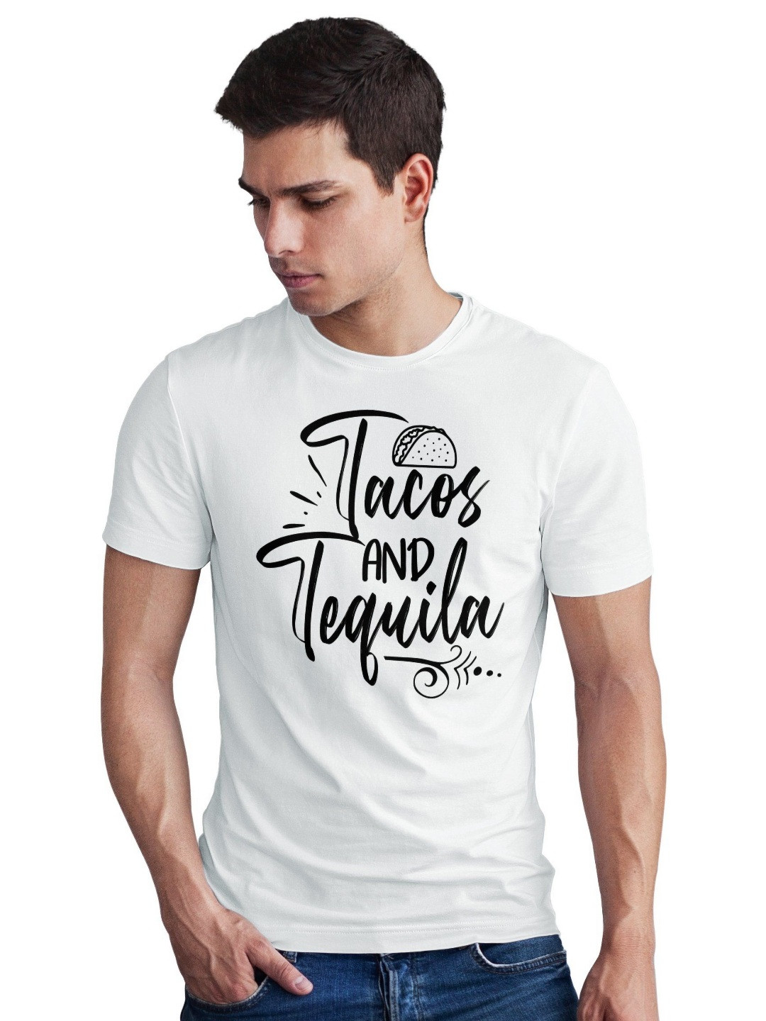 Seekbuylove Men Bio Finish Tacos And Tequila Round Neck Pure Cotton T-shirt