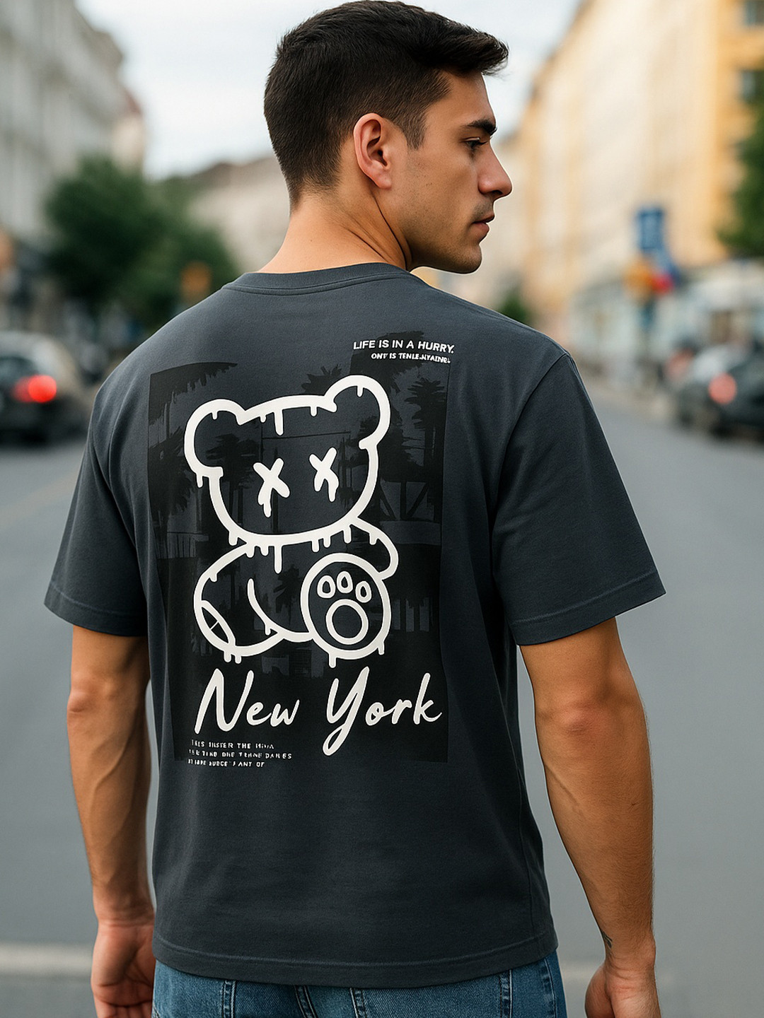 MORSE CODE Men Graphic Printed Cotton T-shirt