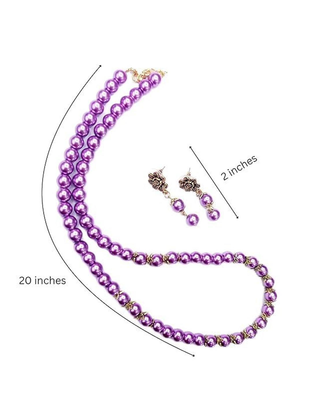 Navrabeads Glass Pearls Beaded Necklace With Matching Earrings