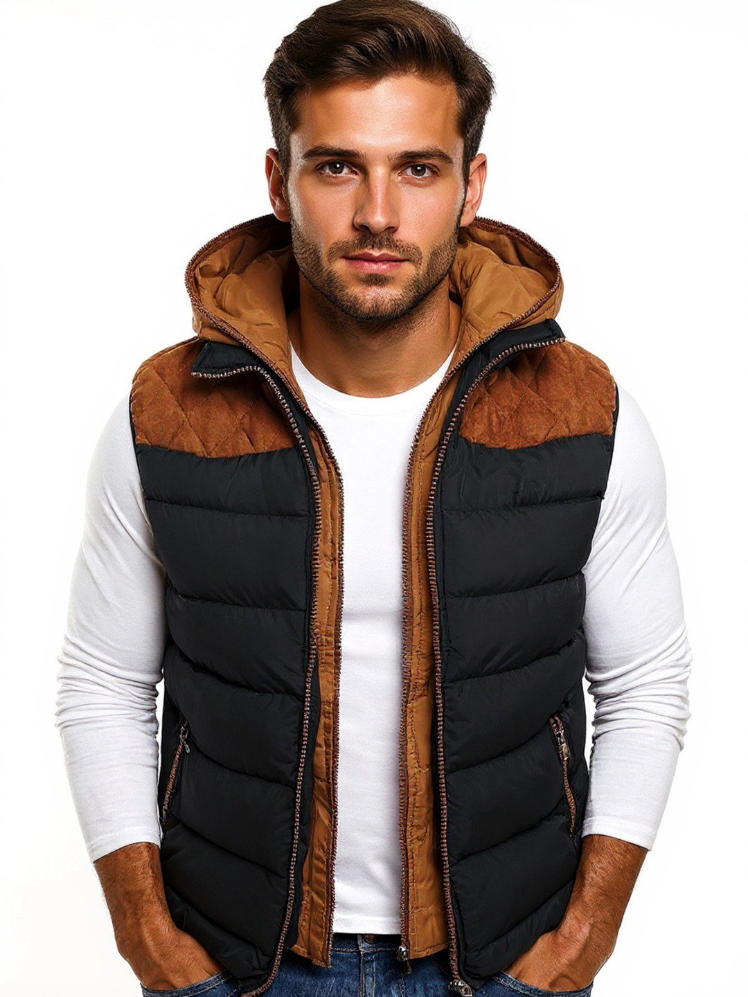 HERE&NOW Men Navy Blue Puffer Jacket