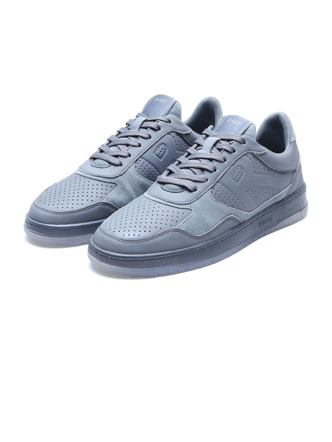 RARE RABBIT Men Raven Grey Perforations Lace-Up Sneakers