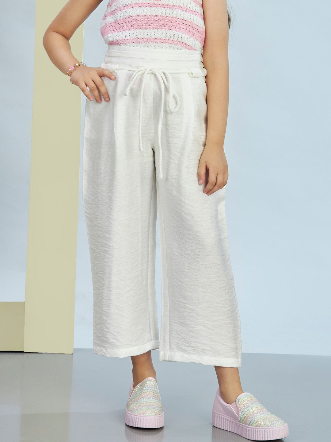 Peppermint Girls Relaxed Straight Leg Mid-Rise Straight Fit Trousers