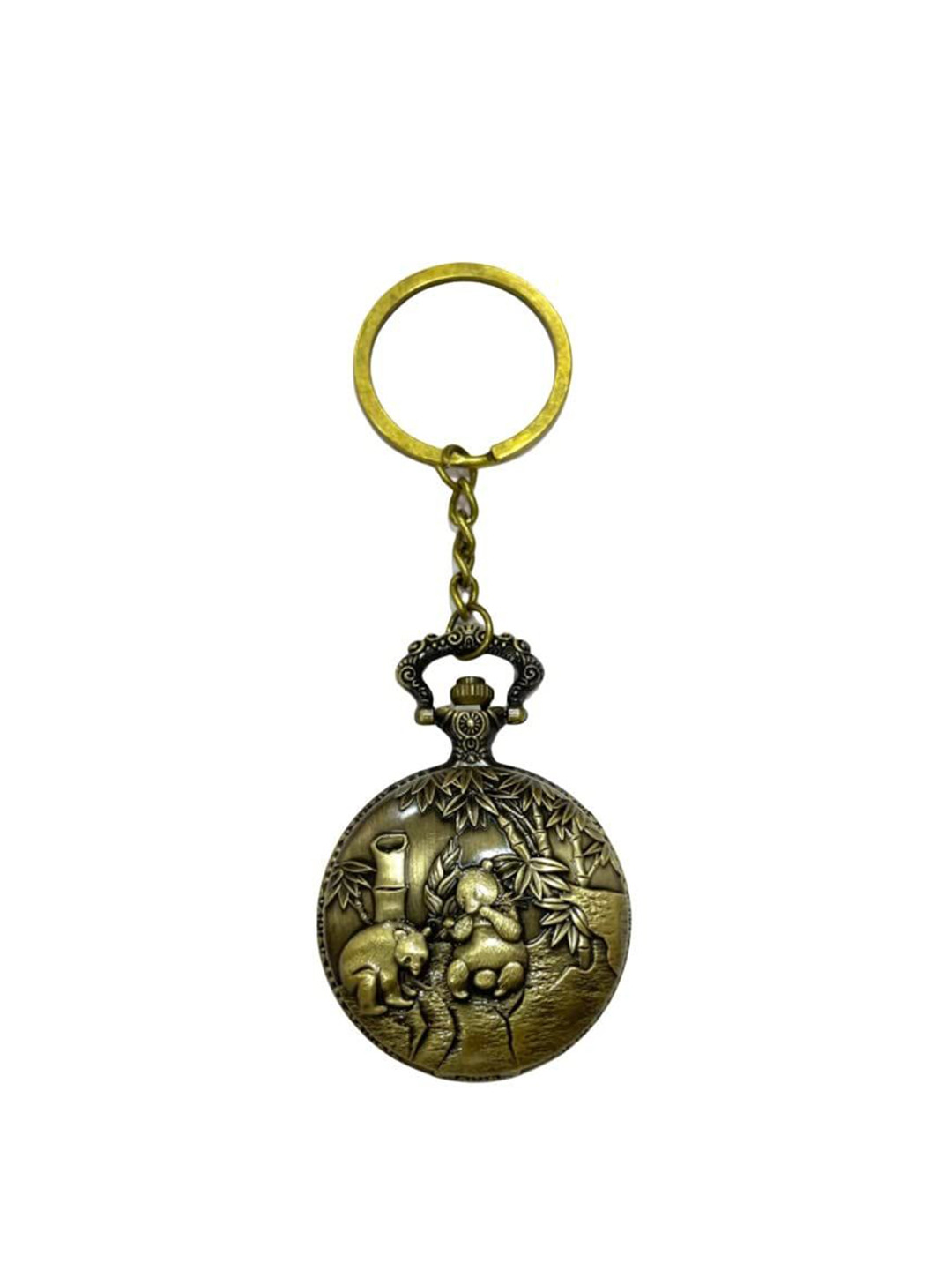 AUGEN Textured Premium Pocket Watch Design Panda Retro Vintage Key Chain