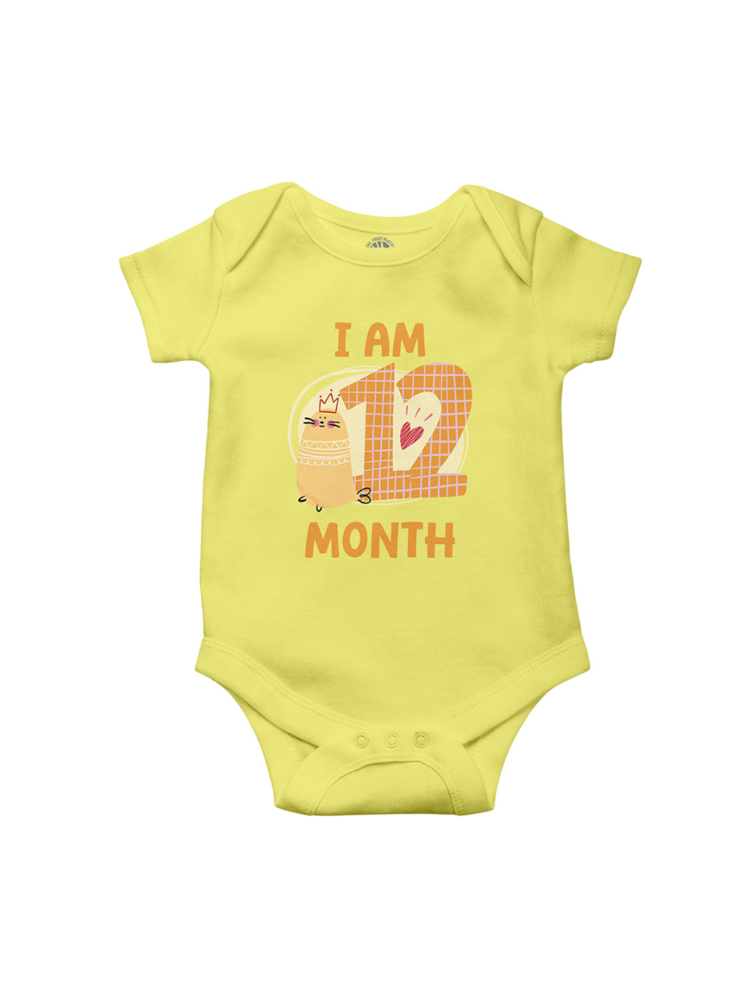 THE PRINT PLATTER Kids I Am Twelve Month Printed Cotton With Ultra Bio Wash Bodysuit