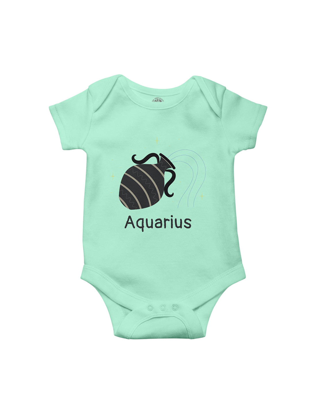 THE PRINT PLATTER Kids Aquarius Printed Cotton Envelope Neck Ultra Bio Wash Bodysuit
