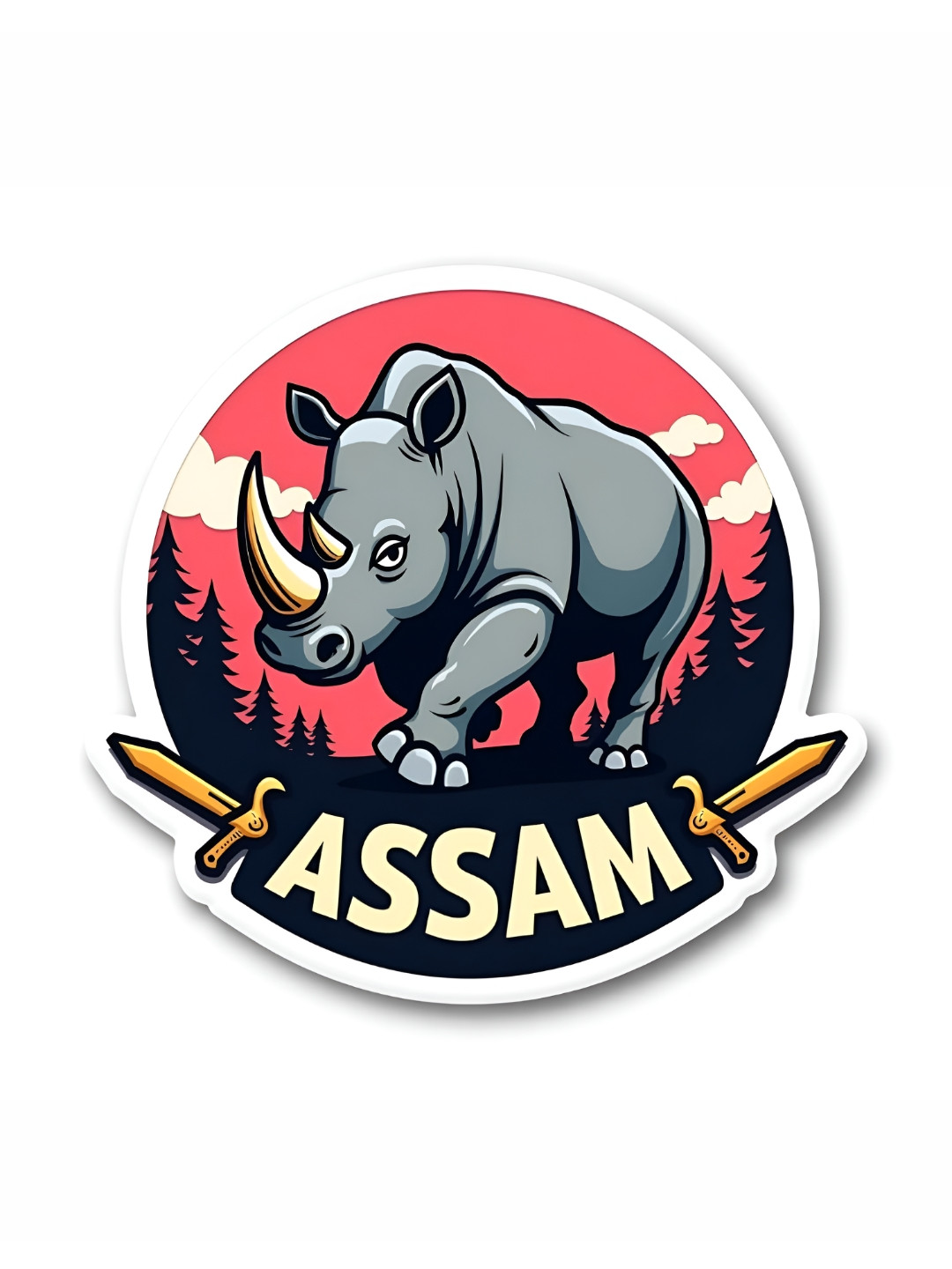 GIFTODAY Pink & Grey Assam Printed Fridge Magnets