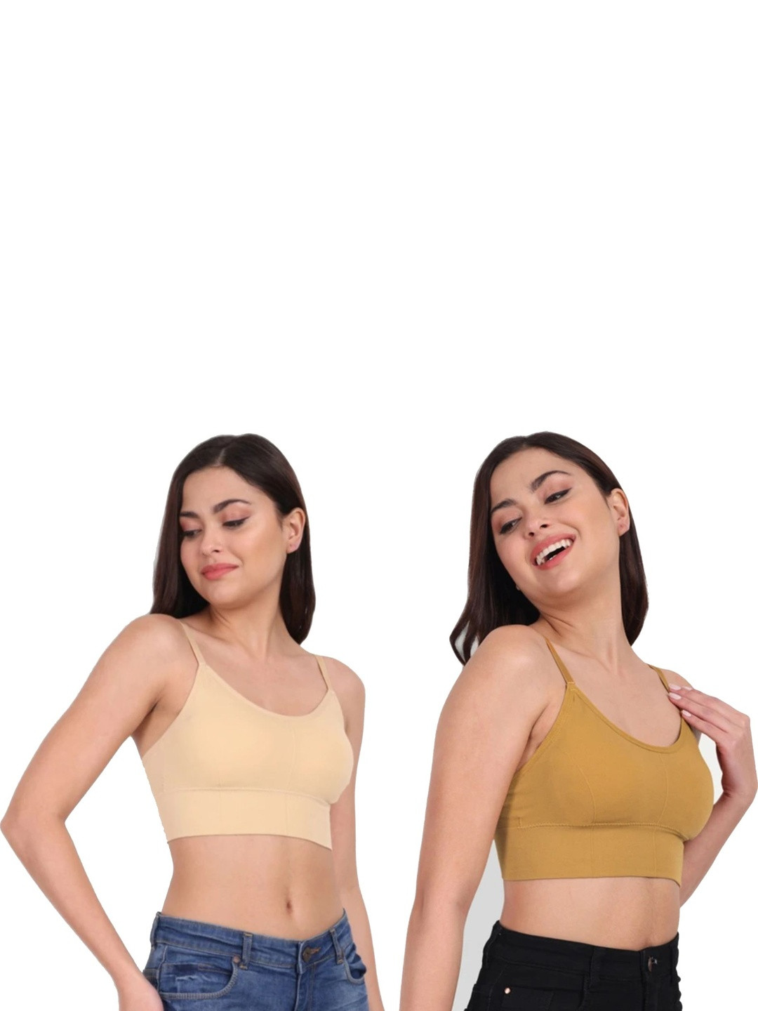 SEETU SHOP Pack Of 2 Seamless Full Coverage Lightly Padded Crop Top Bra