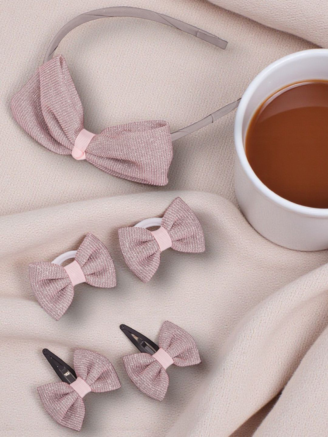 RIBBON CANDY Girls Satin Fabric and Metal Hair Accessory Set