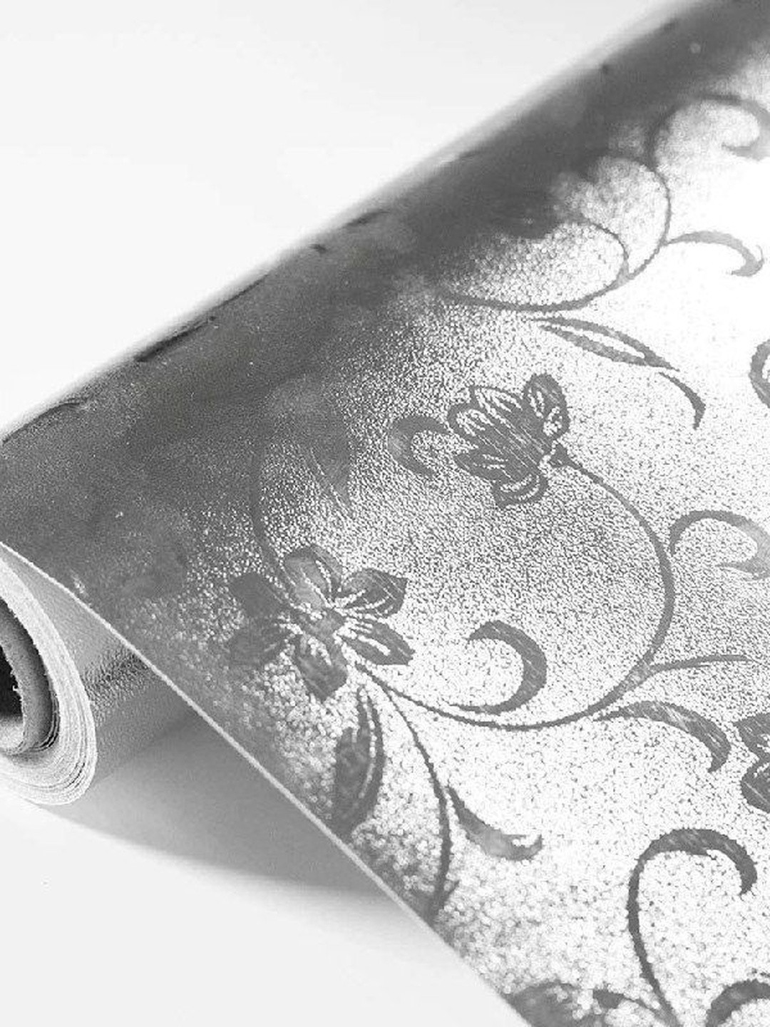 SEKHMET Grey And Silver -Toned Floral Printed Self Adhesive Wallpaper