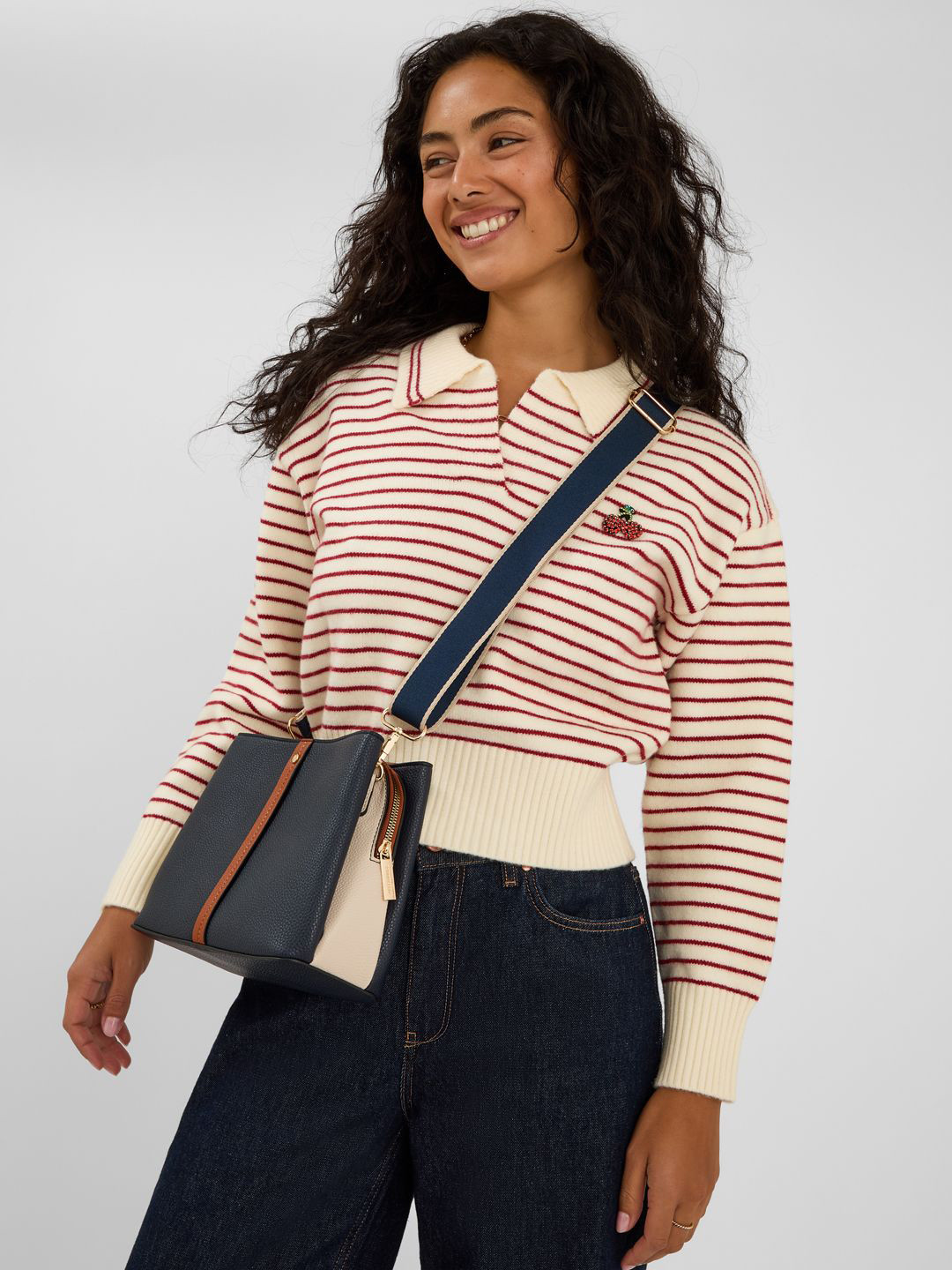Accessorize London Colourblocked Crossbody Triple Compartment Sling Bag