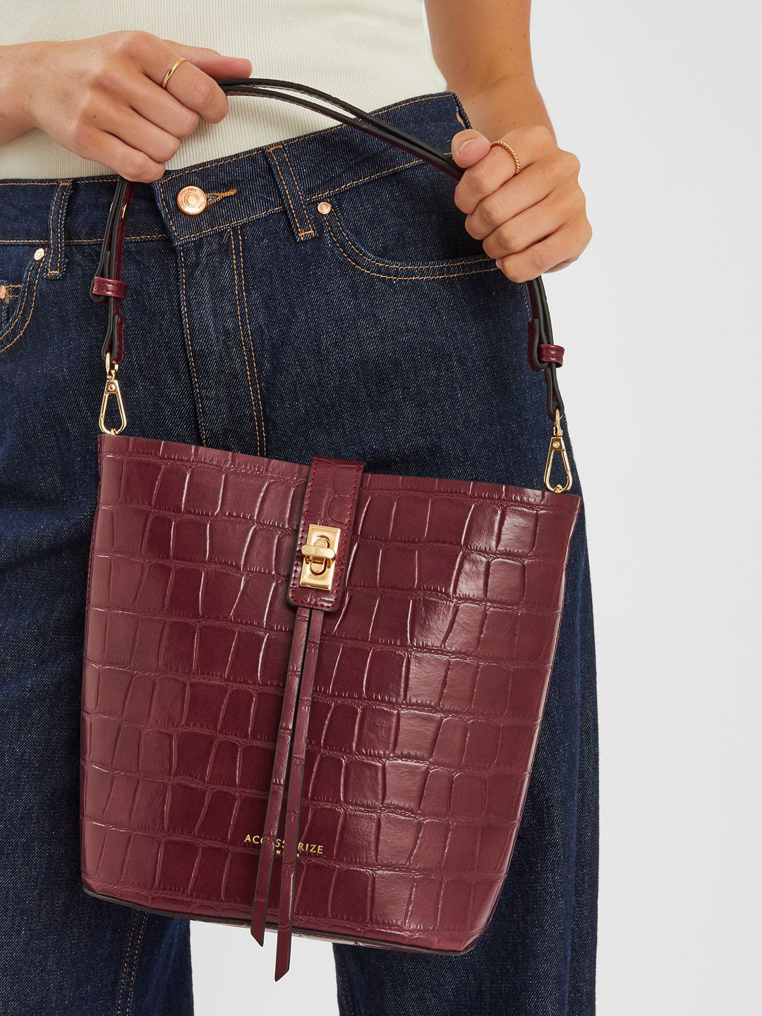 Accessorize London Women's Faux Croc Bucket Bag