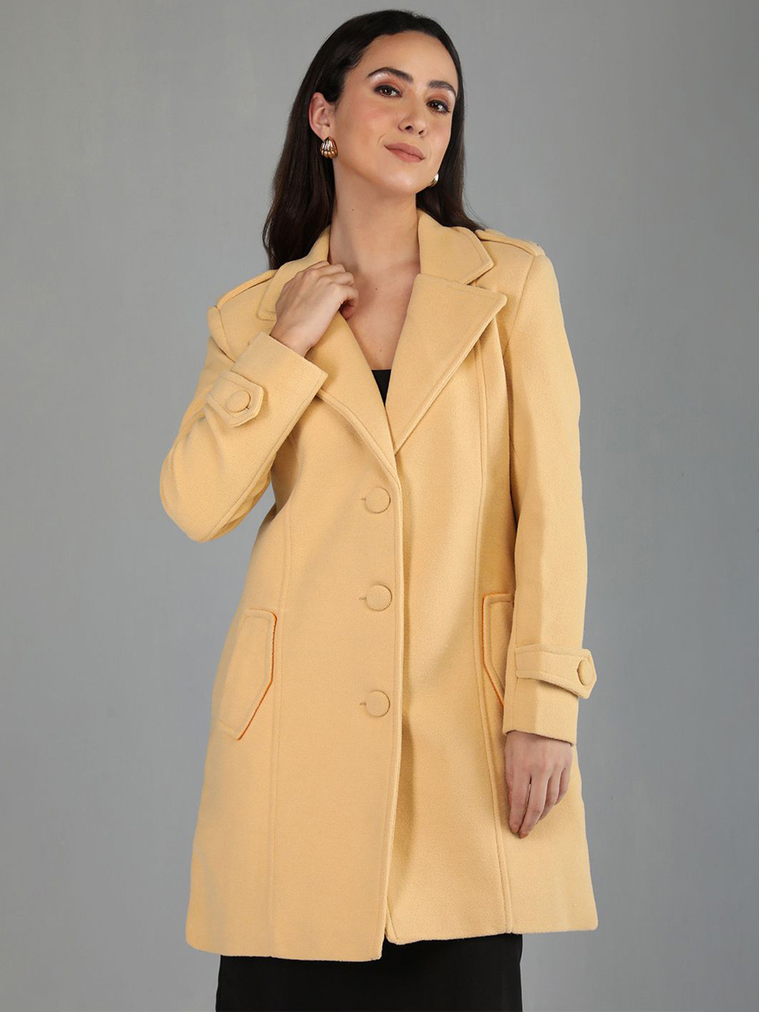 HONNETE Women Single Breasted Winter Trench Coat